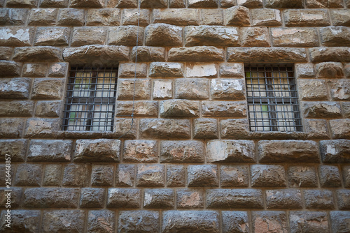 Florence, Italy - February 27, 2019 : Palazzo Medici Riccardi outdoor details