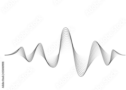 Sound wave vector background. Audio music soundwave. Voice frequency form illustration. Vibration beats in waveform, black and white color. Creative concept