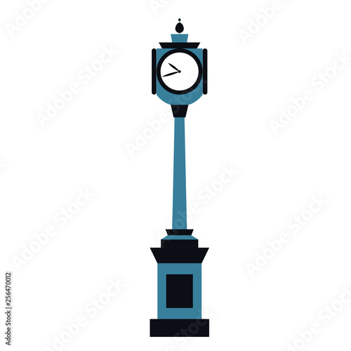 Street clock flat illustration on white