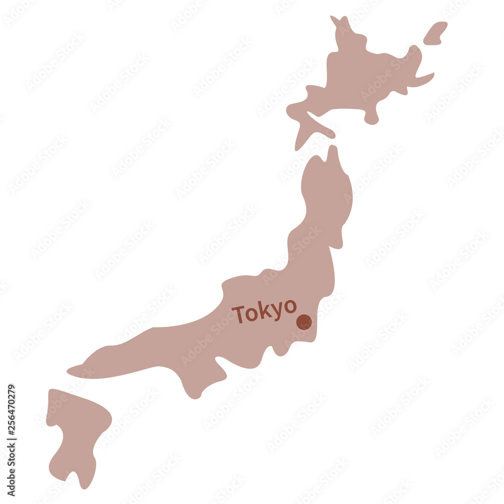 Japan map flat illustration on white Japan map flat illustration on white