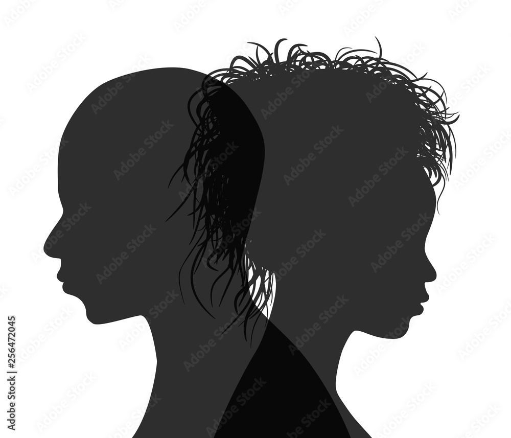 African American couple profile silhouette isolated. Vector African American couple profile silhouette isolated. Vector