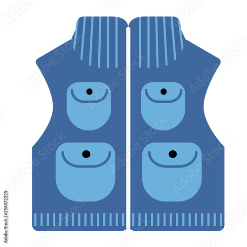 Blue waistcoat flat illustration on white