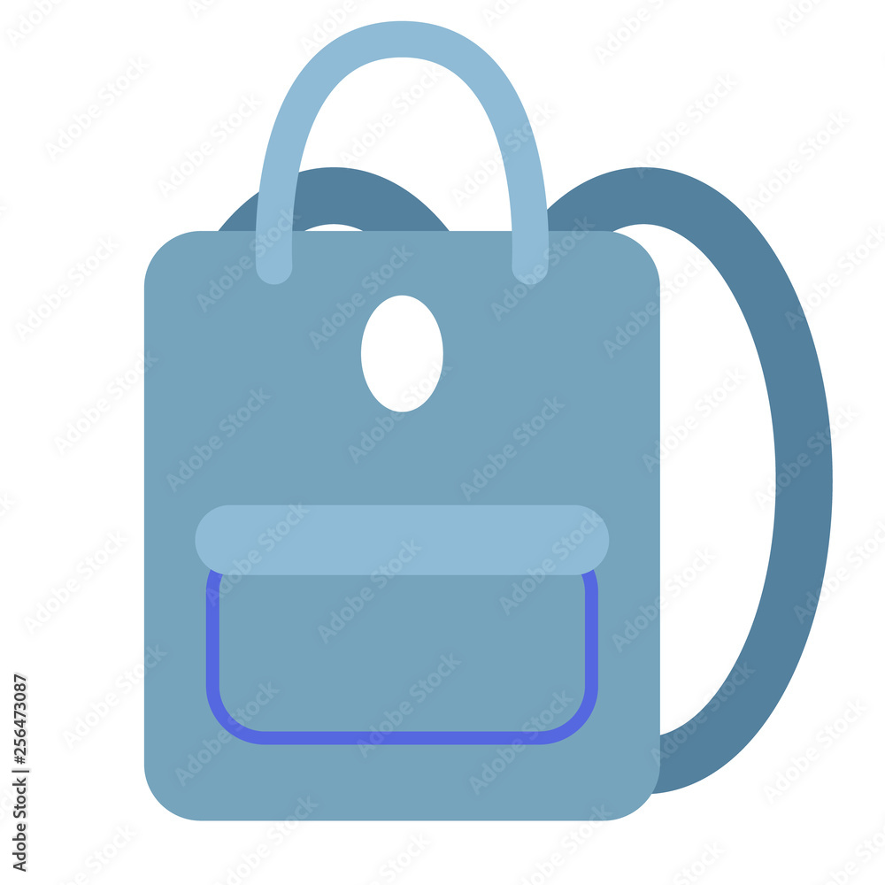Blue backpack flat illustration on white Blue backpack flat illustration on white