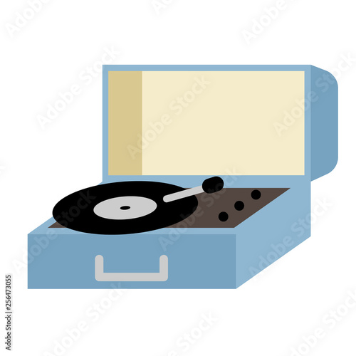 Record player flat illustration on white