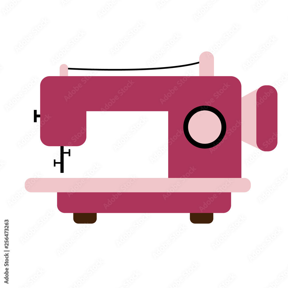 Sewing machine flat illustration on white Sewing machine flat illustration on white