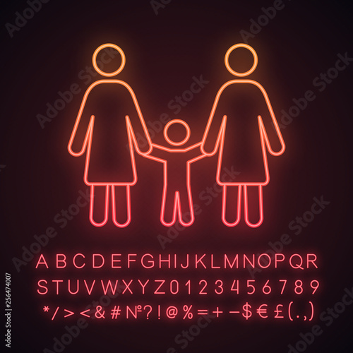 Lesbian family neon light icon