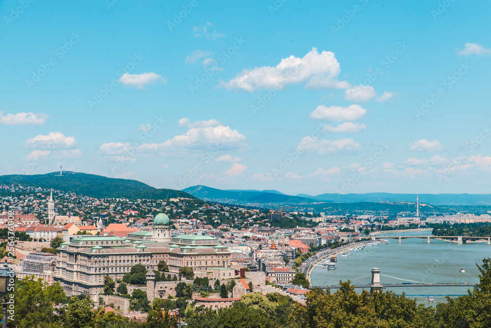 panoramic view of budapest in summer time