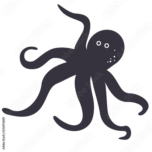 Octopus flat illustration on white