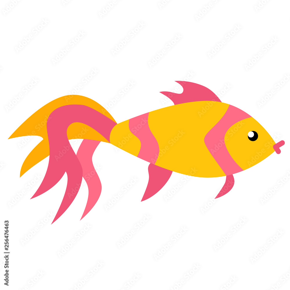 Fototapeta premium Goldfish flat illustration on white