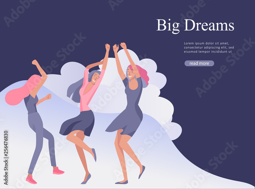 Web page design template for beauty dreams, International Womens Day, girls power, wellness, body care, healthy life, design vector illustration concept for website and mobile website development