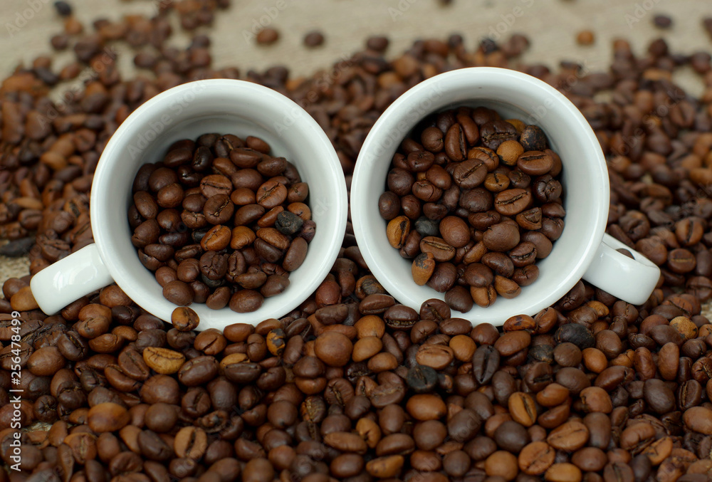 Fototapeta premium Coffee cup and coffee beans