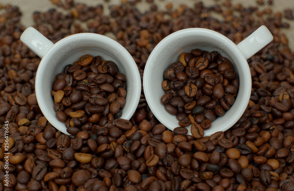 Fototapeta premium Coffee cup and coffee beans