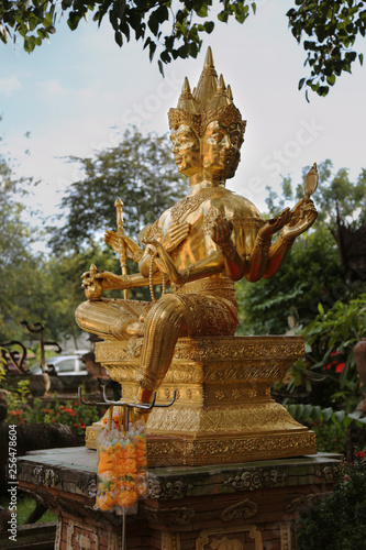 4 faces of Golden Brahma god Hinduism © Leo_Ley