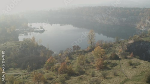 Wallpaper Mural Amazing early morning mist in canyon over lake with blue water  Torontodigital.ca