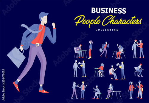 Businessmen making handshake, business etiquette, merger concepts office workers, clerks or managers talking to each other, discussing, depressed Tired male and female office workers sitting, sleeping