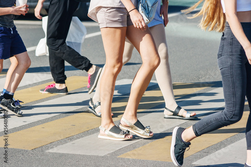 pedestrians at a pedestrian crossing
