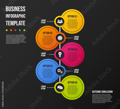 Colorful infograph with business symbols. Vector