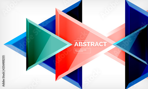 Triangular low poly background design, multicolored triangles