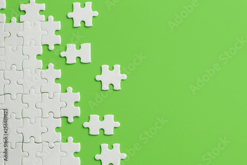 White details of puzzle on green background