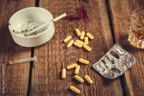 alcohol with drug  and cigarettes