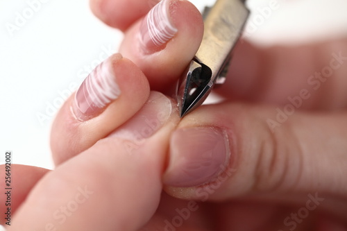 female nail manicure processing