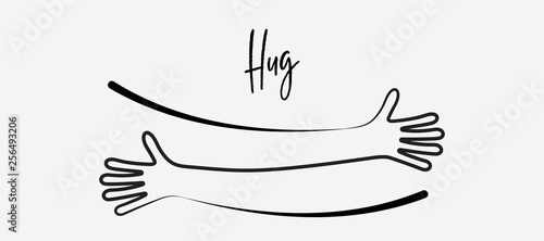 Fotografie, Tablou Simple line creating hug drawing. Vector illustration