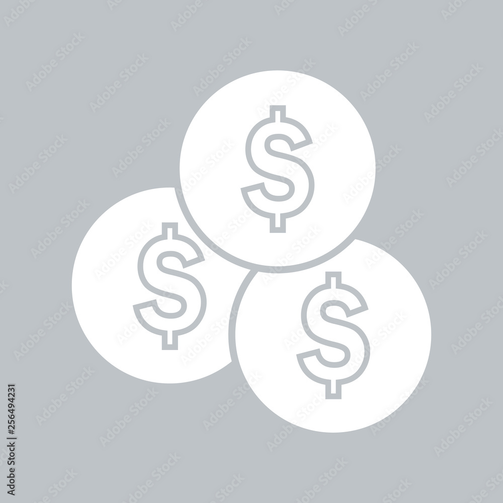 Coin flat icon on gray background, for any occasion Coin flat icon on gray background, for any occasion