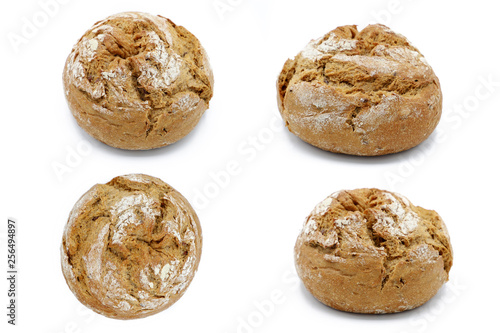  whole-grain bun - set of different freshly baked whole-grain bun isolated on white