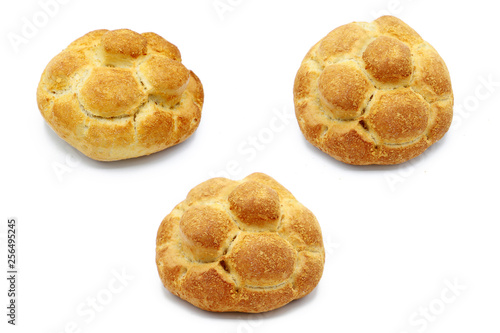 bun - set of freshly baked wheat buns isolated on white