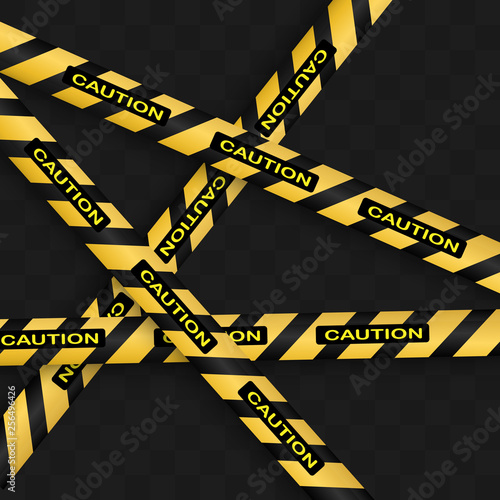 Lines isolated. Warning tapes. Caution. Danger signs. Vector illustration.Yellow with black police line and danger tapes. Vector illustration.