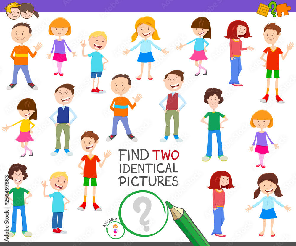 find two identical kid task for children