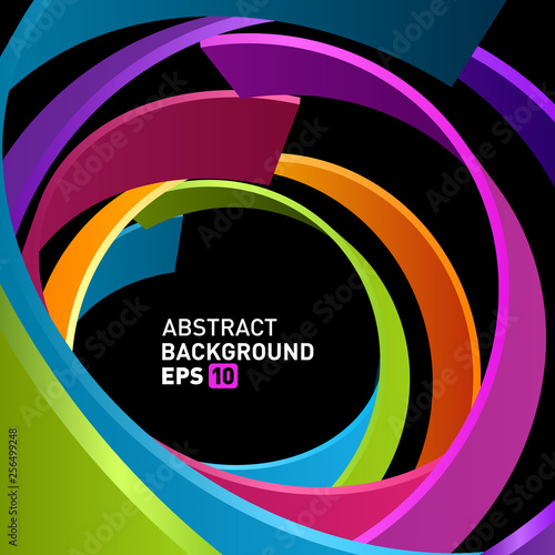 Abstract 3d circle lines in perspective modern vector background.