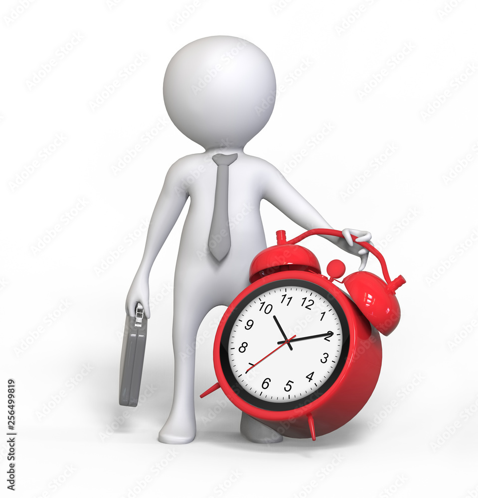3d people - man, person running out of time. A clock - Ilustración 3d people - man, person running out of time. A clock - Ilustración