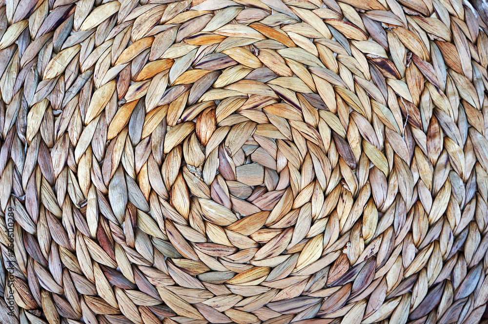 Fototapeta Wicker basket bottom. Spiral pattern. Textured background.