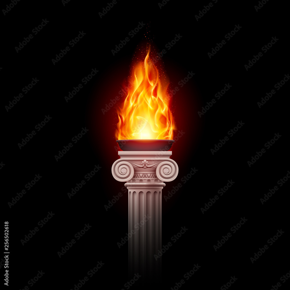 Vetor de Illustration of a Flaming Torch Based on the Torches of