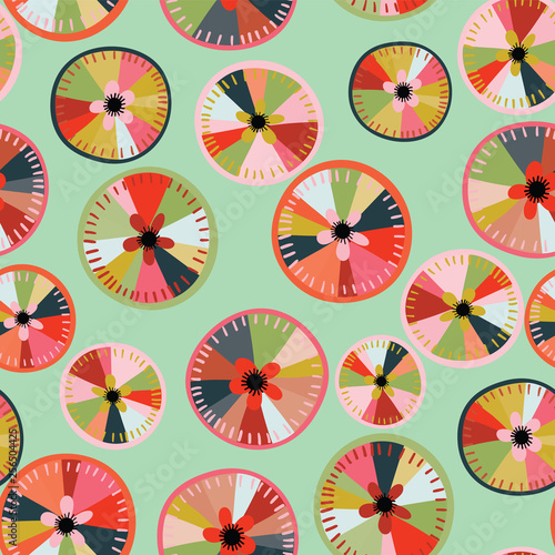 Seamless pattern with abstract decorative flowers. Perfect for fabrics, wallpaper, wrapping paper, cards. 