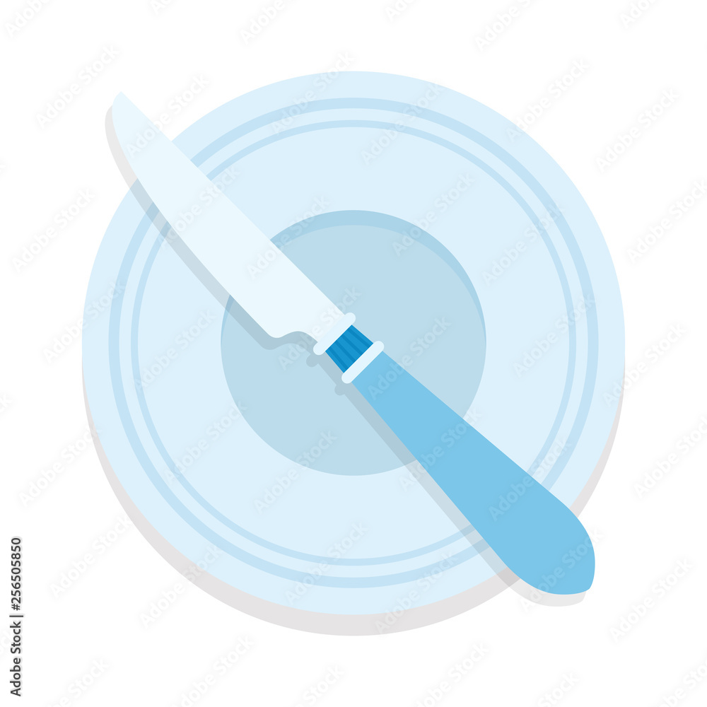 Serving a bread plate with butter knife vector flat isolated Serving a bread plate with butter knife vector flat isolated