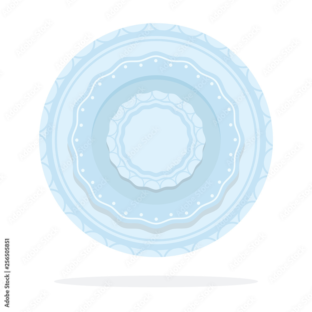 Table etiquette. Stack of serving plates of different sizes flat
