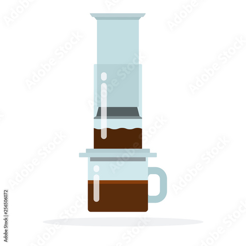 Aeropress coffee method vector flat isolated