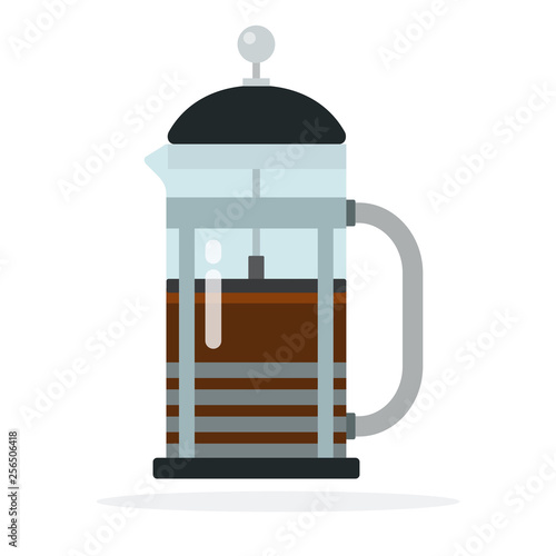 French press coffee maker vector flat isolated