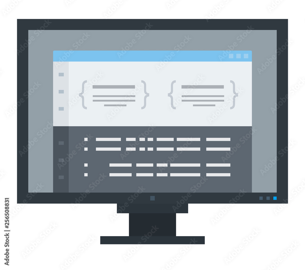 Flat computer monitor icon vector isolated Flat computer monitor icon vector isolated