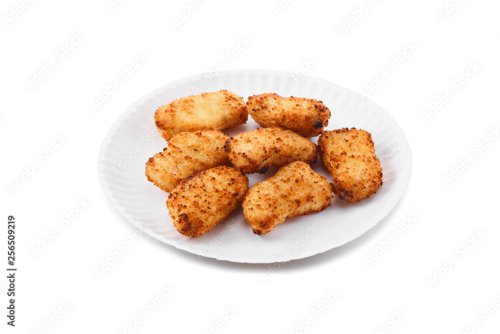 A dish of fried chicken nuggets