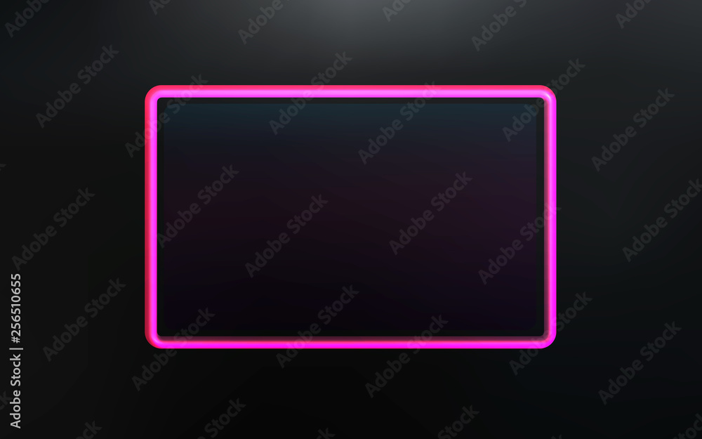 Neon plastic gradient frame . Rectangular frame. Vector Neon plastic gradient frame . Rectangular frame. Vector