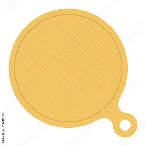 Round wooden pizza board vector flat isolated