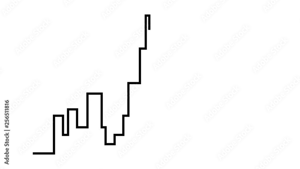 City skyline, black line cityscape isolated on white background, animation with alpha channel. City skyline, black line cityscape isolated on white background, animation with alpha channel.