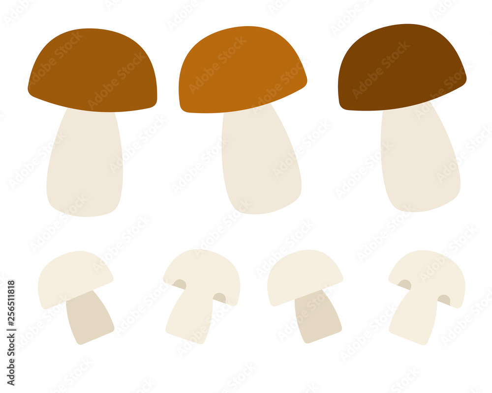 White mushrooms and champignons flat icon vector isolated