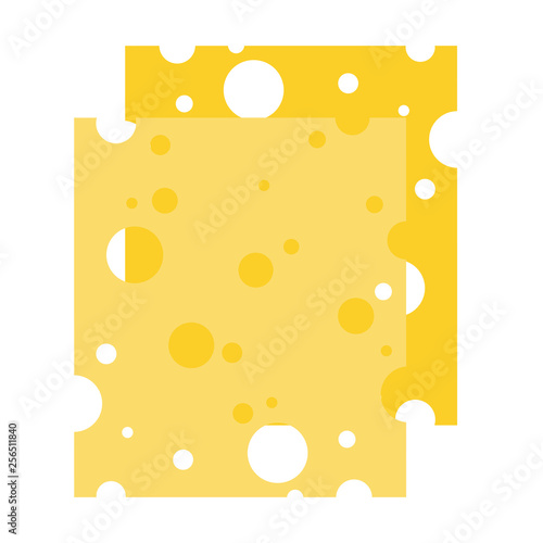 Two square pieces of cheese with holes vector flat isolated