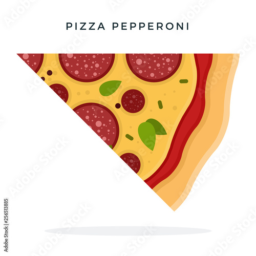 Piece of pepperoni pizza vector flat isolated