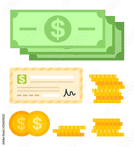 Set of Unit of money flat icon vector isolated