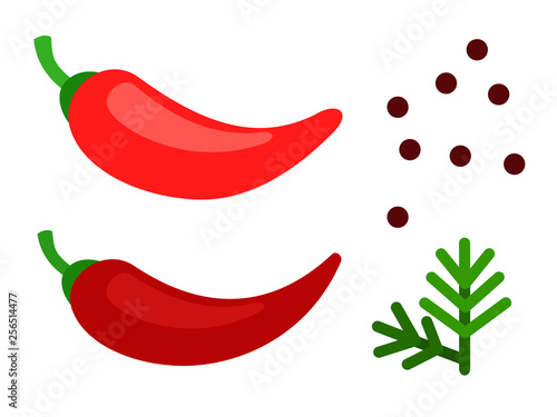 Set of seasonings for food flat icon vector isolated